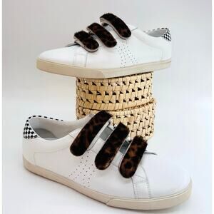 Celine Triomphe White Leather Sneakers Pony Hair Hook Eye EU 41 US 10.5 11